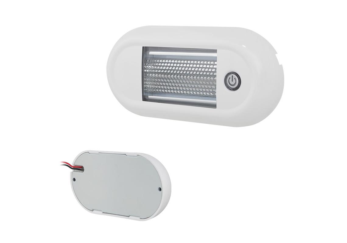 PLAFONIERA OVALE ULTRA SOTTILE A LED CON INTERRUTTORE A SFIORAMENTO 10-30V